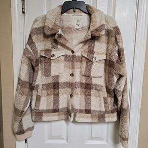 Billabong Womens Grafton Wubby Plaid Jacket Button‎ Up Long Sleeve Size Medium